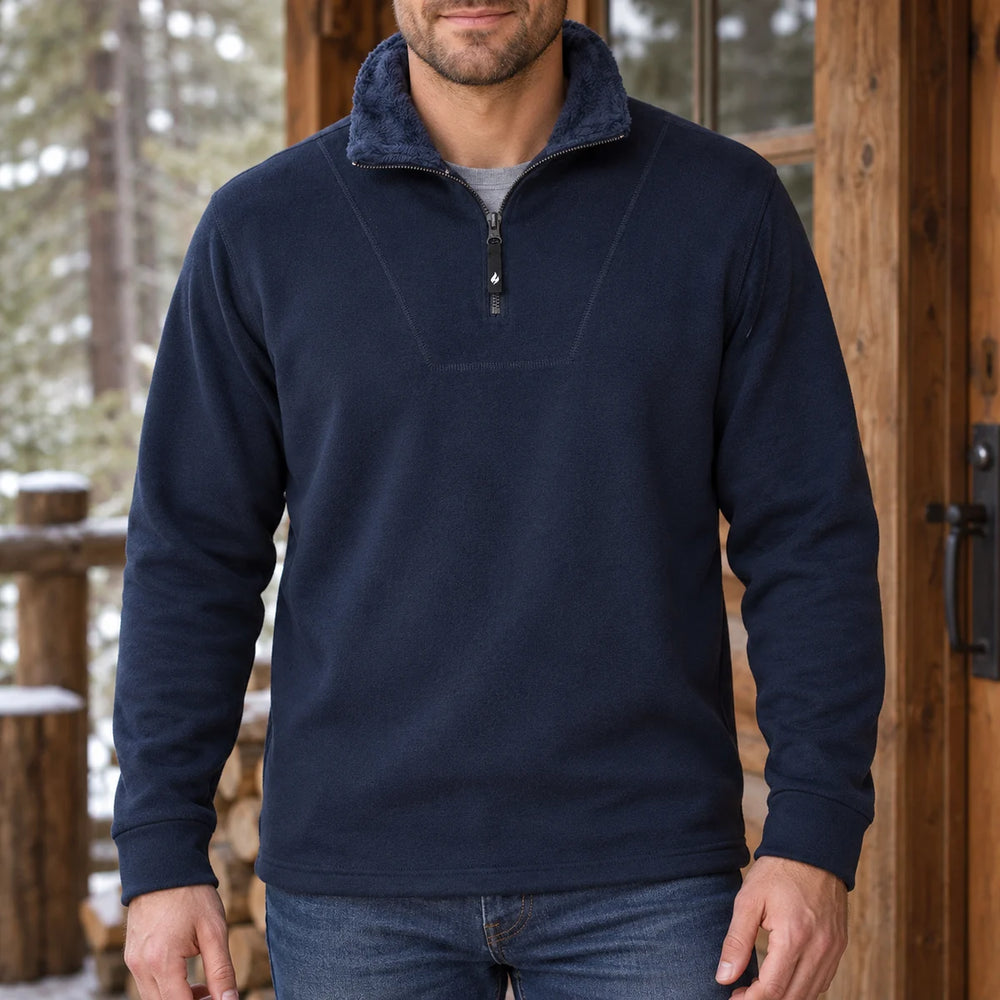 Mens Thermal Soft 1/4 Zip Top Fleece with High Collar — product photograph