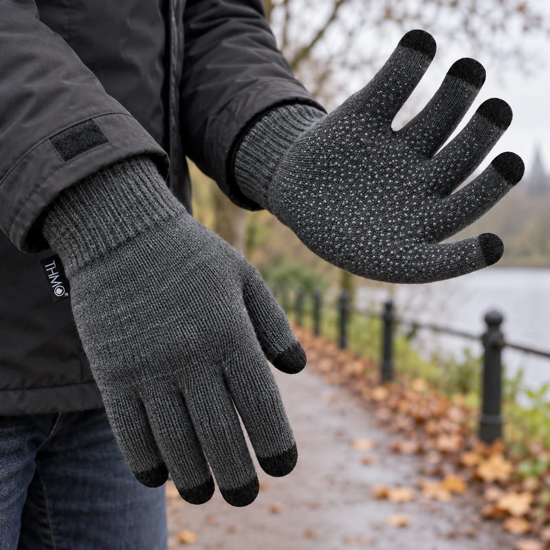 Mens Touchscreen Gloves with Grips — product photograph
