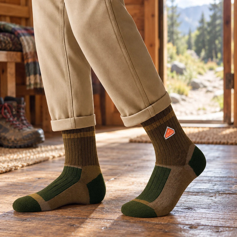 Recycled Wool Mid Colour Block Hiking Socks for Men and Women — product photograph