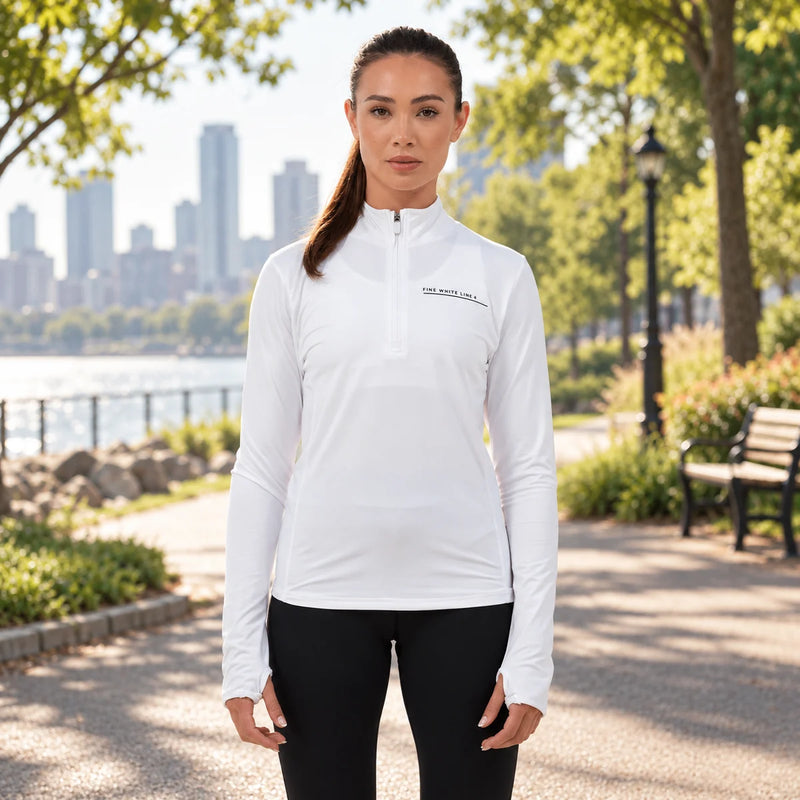 Women's Orbit White 1/4 Zip Jacket — product photograph