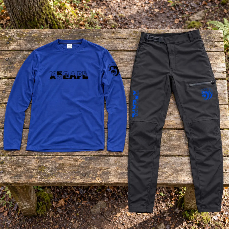 X5CAPE Rebellion Long Sleeve Mountain Bike Race Kit - Black & Blue — product photograph