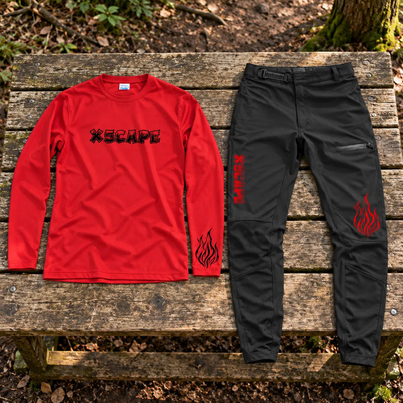 X5CAPE Rebellion Long Sleeve Mountain Bike Race Kit - Black & Red — product photograph